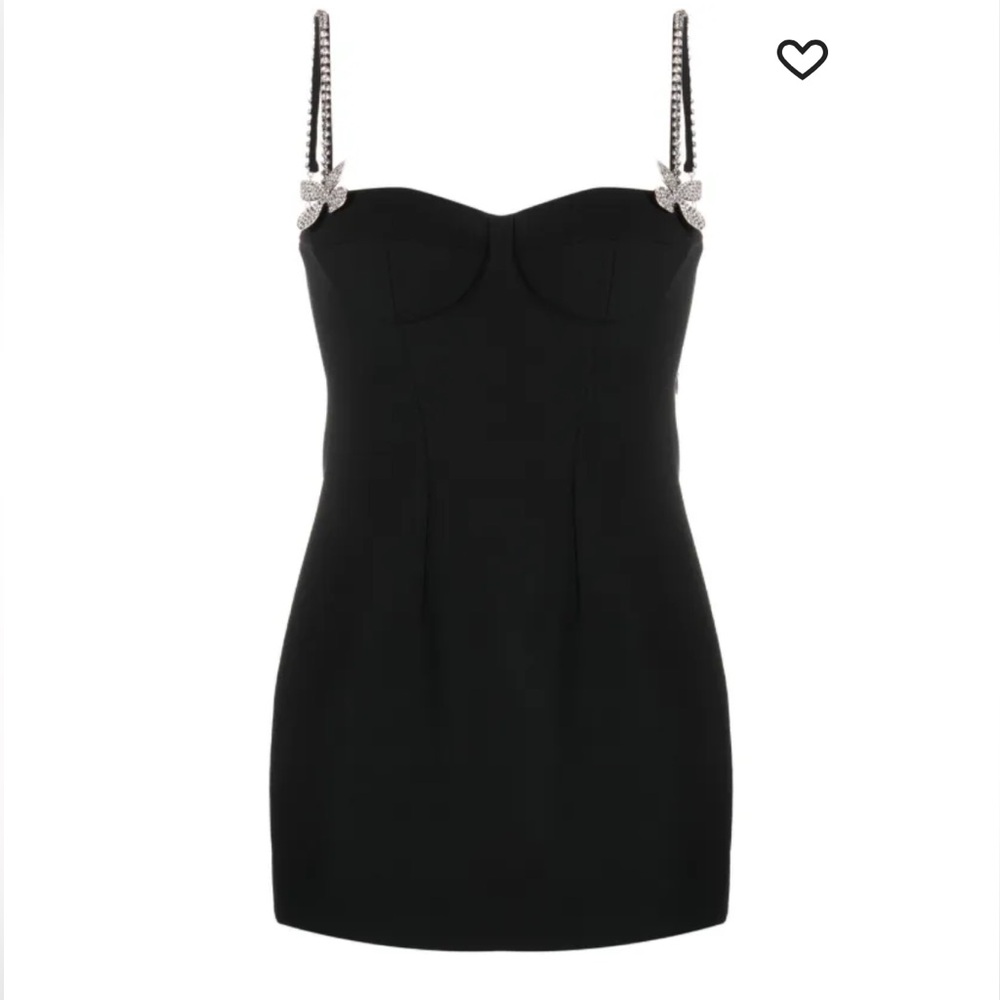 AREA Black Crystal-Embellished Mini Dress